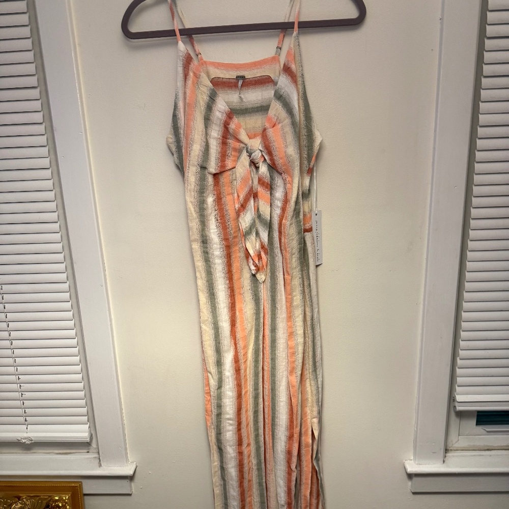 NWT Young Fabulous & Broke Linen Cotton Ombre Stripe Maxi Sleeveless Dress